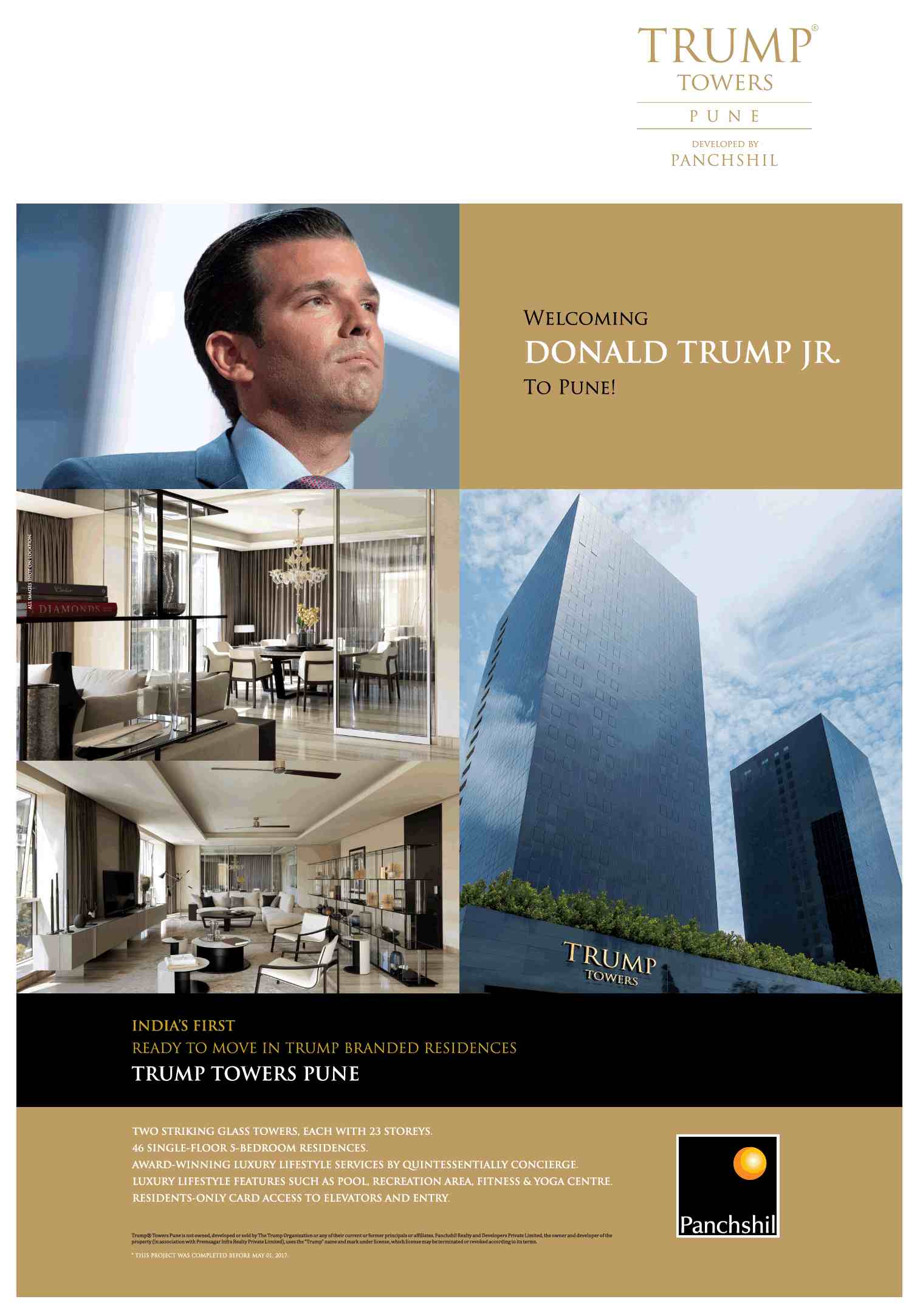 Panchshil Trump Towers India's first ready to move Trump branded residences in Pune Update